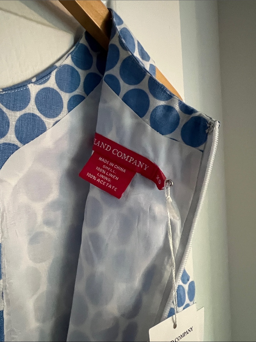 Blue Polka Dot Linen Shift Dress - Picture 5 of 5